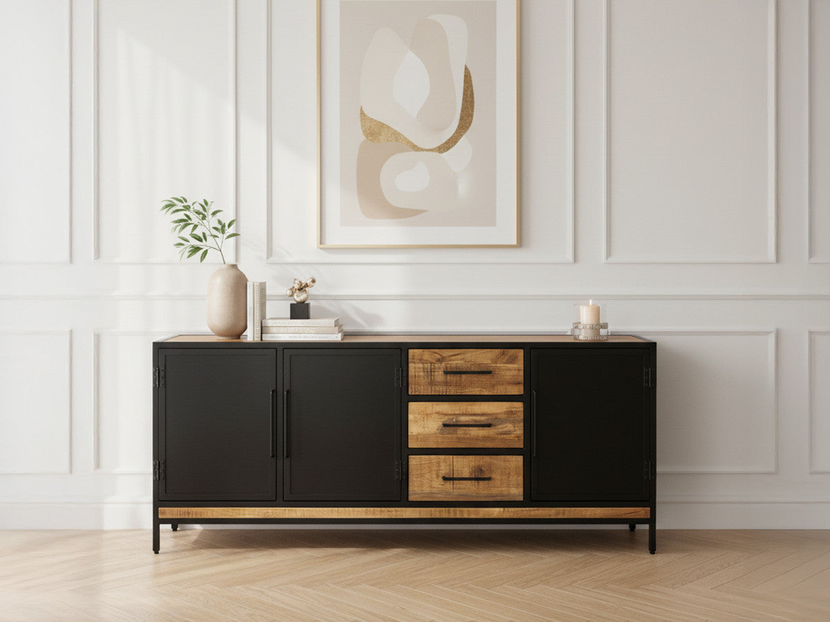 BEAUBOURG 3-deurs dressoir 200 cm massief mangohout