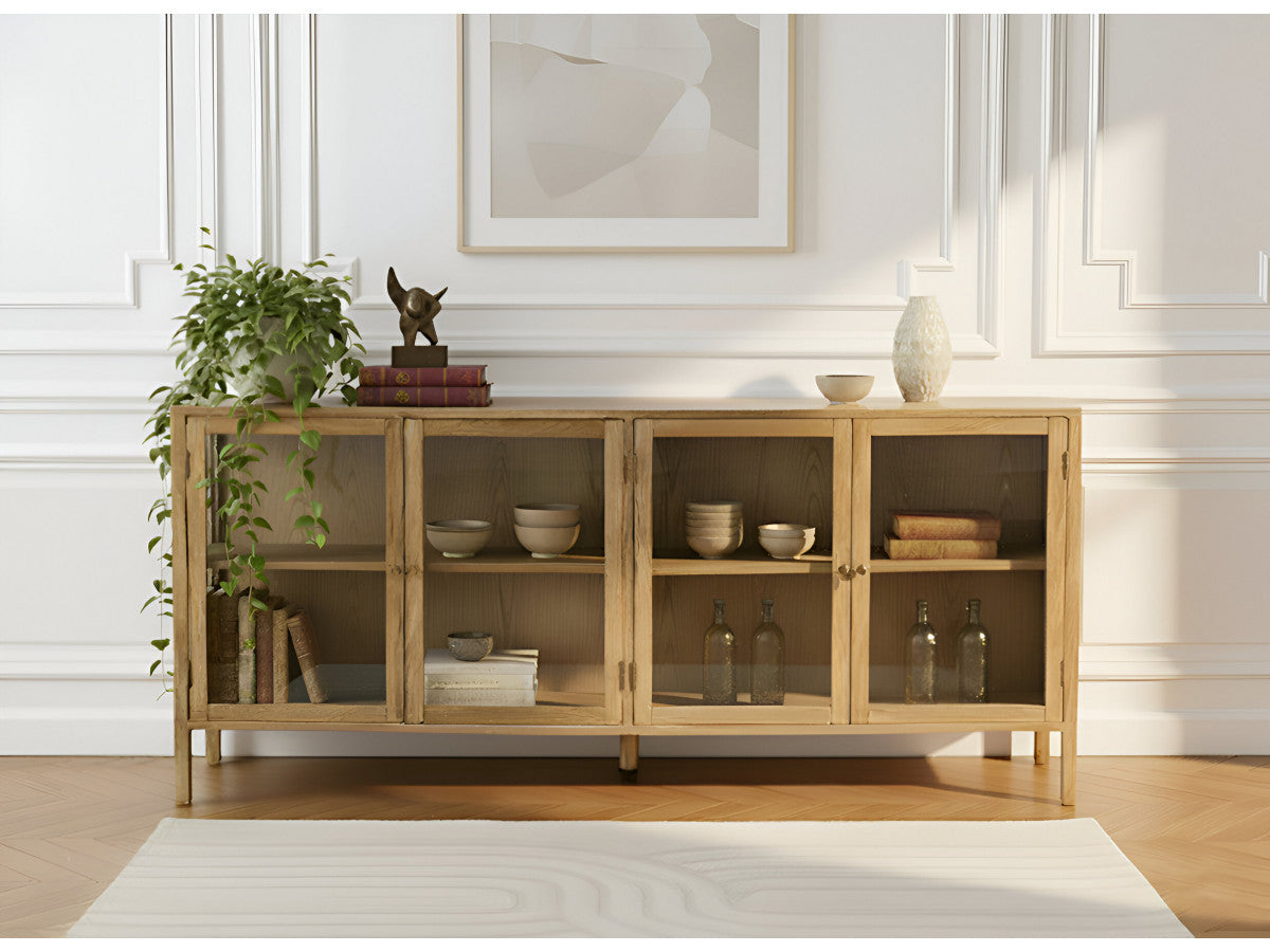 Buffet 4 portes 180 cm CARMEN placage chêne massif