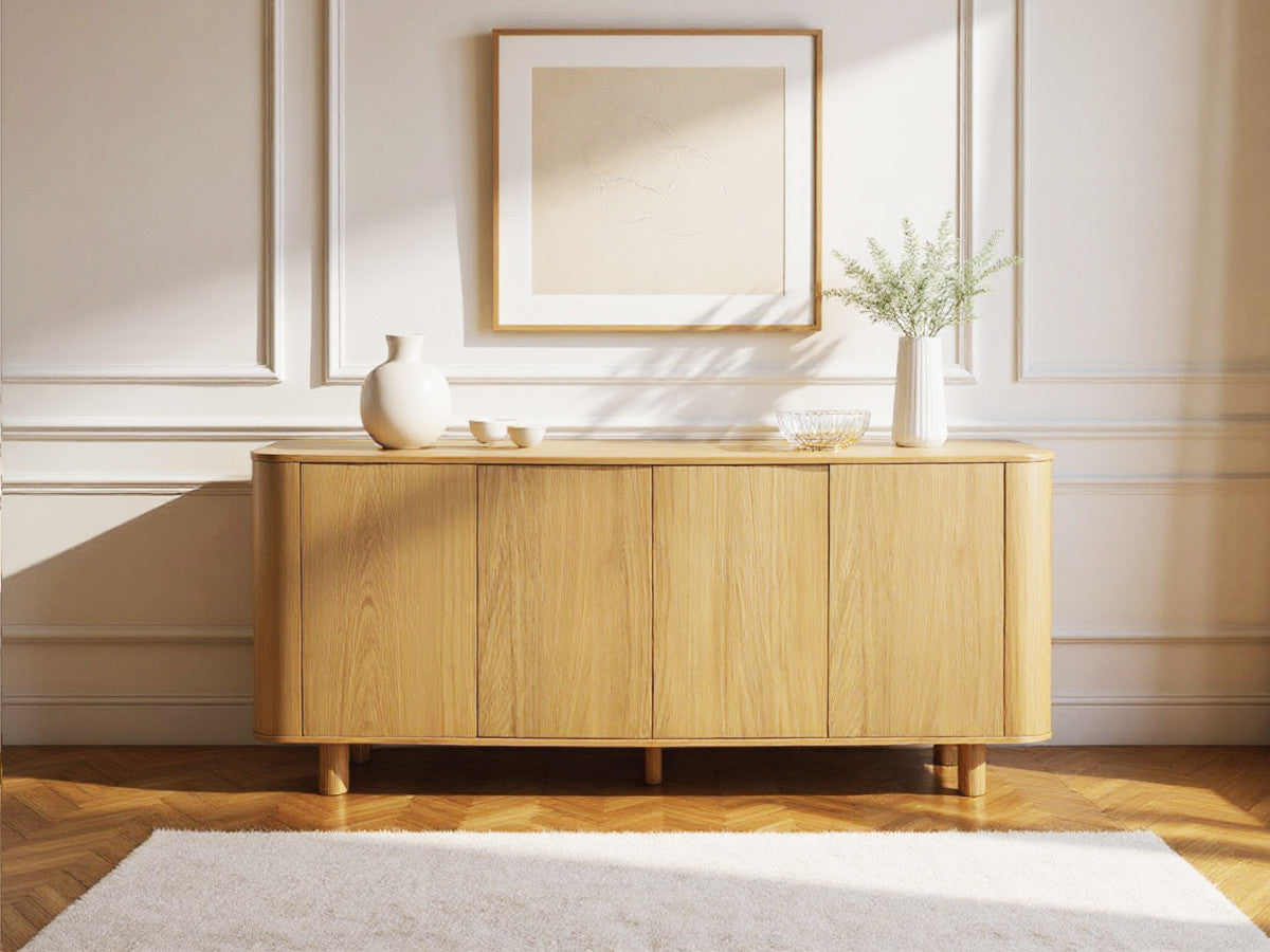 MALO 4-deurs dressoir 180 cm massief eiken fineer