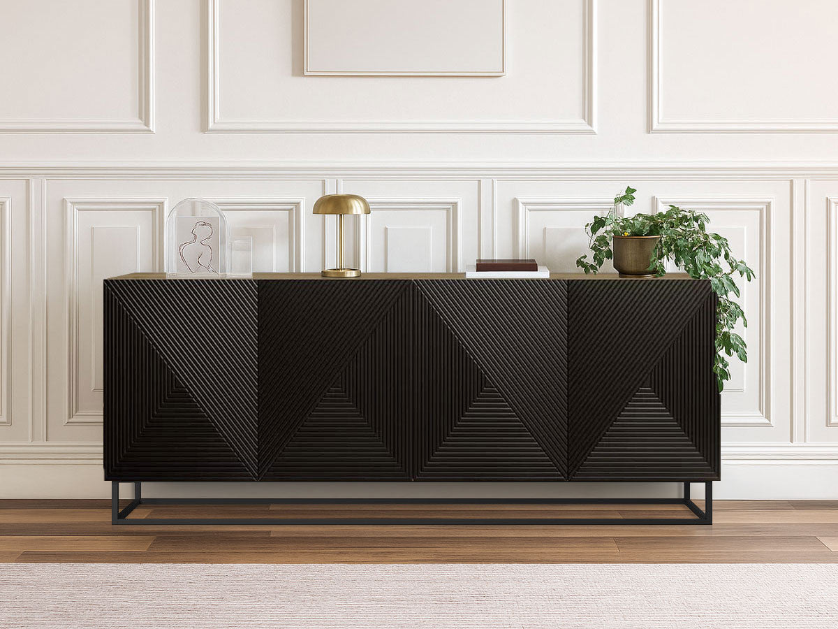 ALICE 4-deurs dressoir 200 cm metalen poten