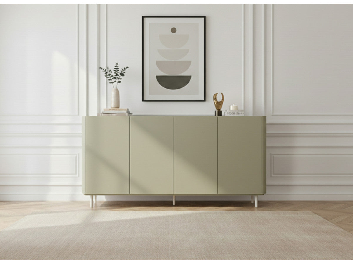 Buffet 4 portes 200 cm ANYRA pieds en bois massif