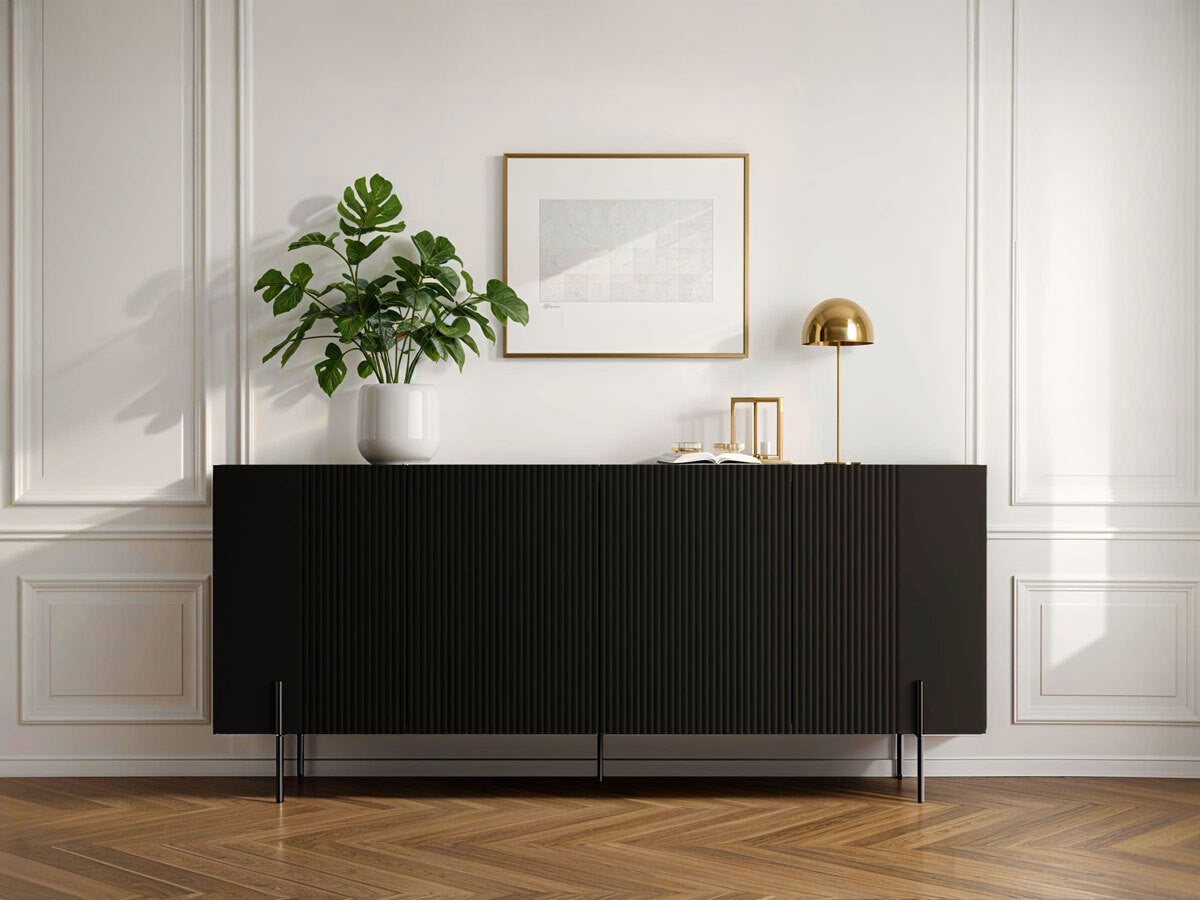 Buffet 4 portes 200 cm MATHILDE pieds noir