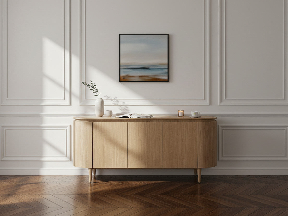 SORMIOU 5-deurs dressoir 180 cm massief eiken fineer