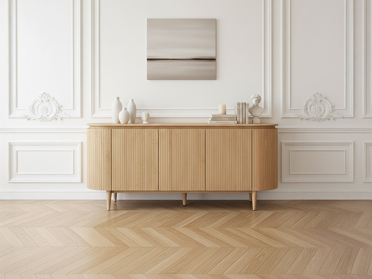 SORMIOU 5-deurs dressoir 180 cm massief eiken fineer