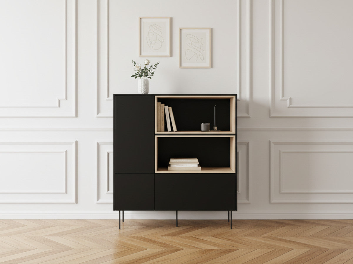 ATLAS 120 cm 2-deurs hoog dressoir met nissen