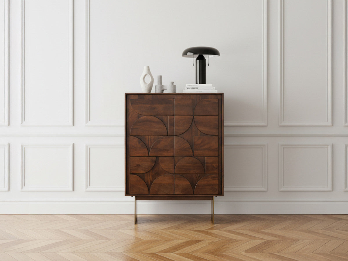 BERENICE 2-deurs dressoir, 90 cm hoog, massief mangohout