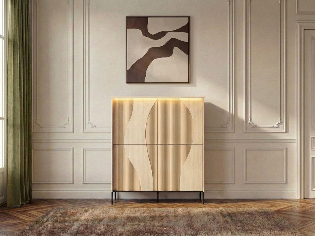 Buffet haut FLORE effet chêne avec LEDS