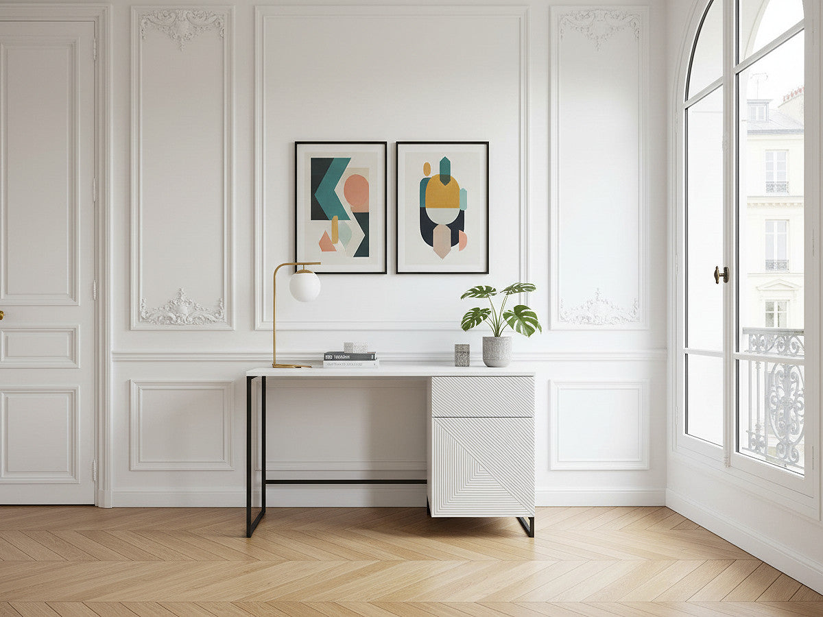 Bureau 1 porte et 1 tiroir ALICE pieds en métal