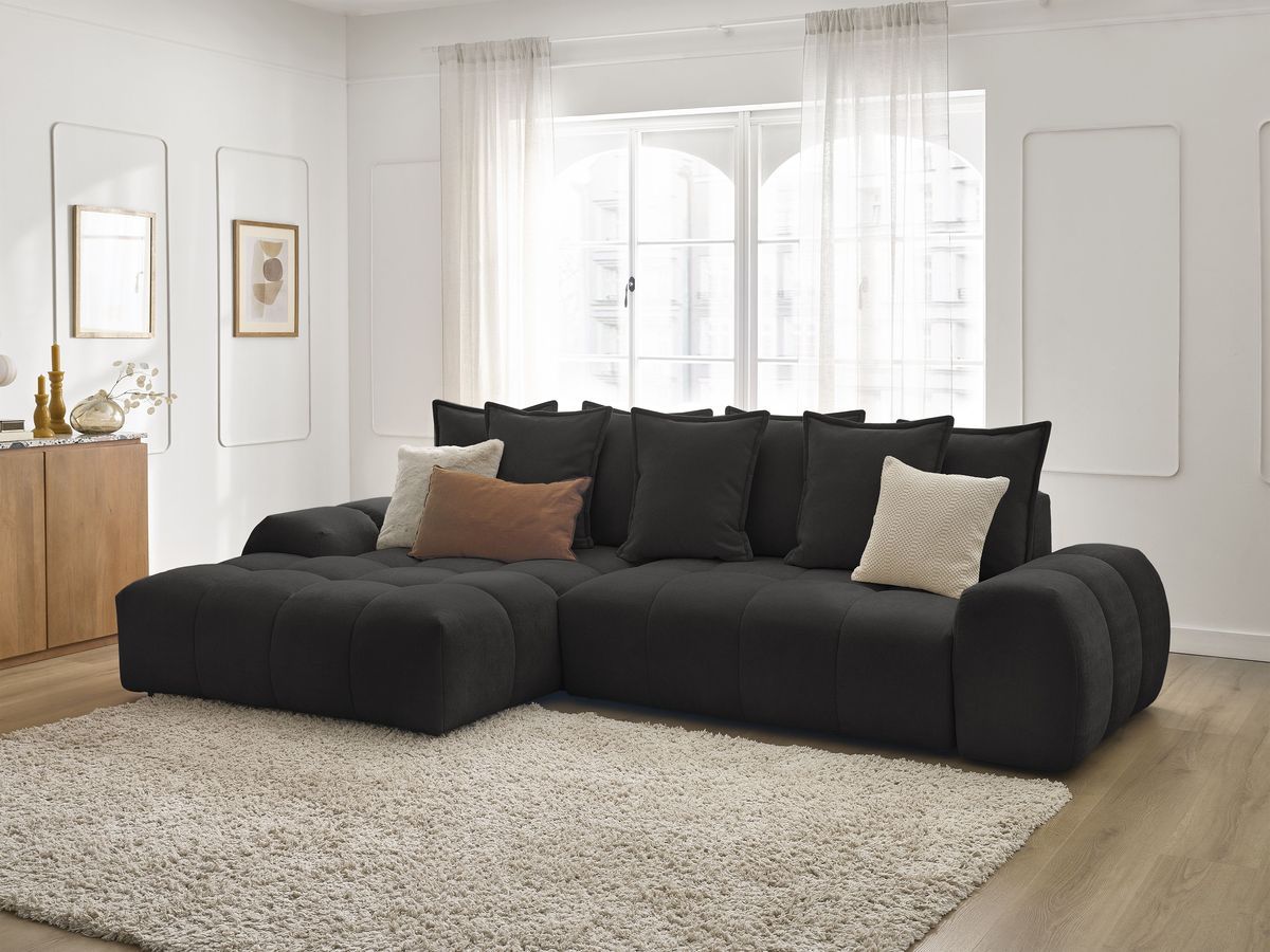 Canapé d'angle convertible coffre EVEREST tissu texturé