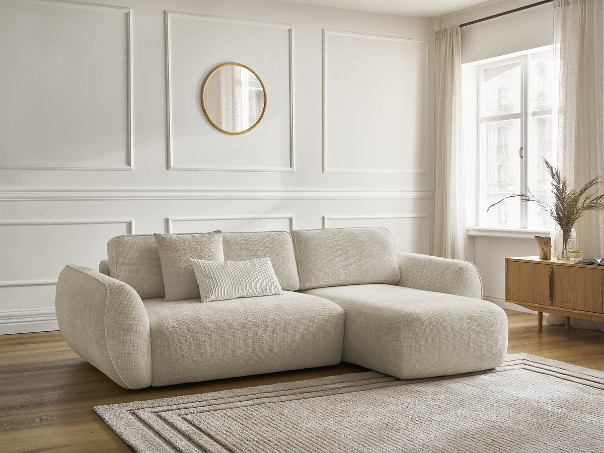 DENISE omvormbare hoekbank in structuurstof