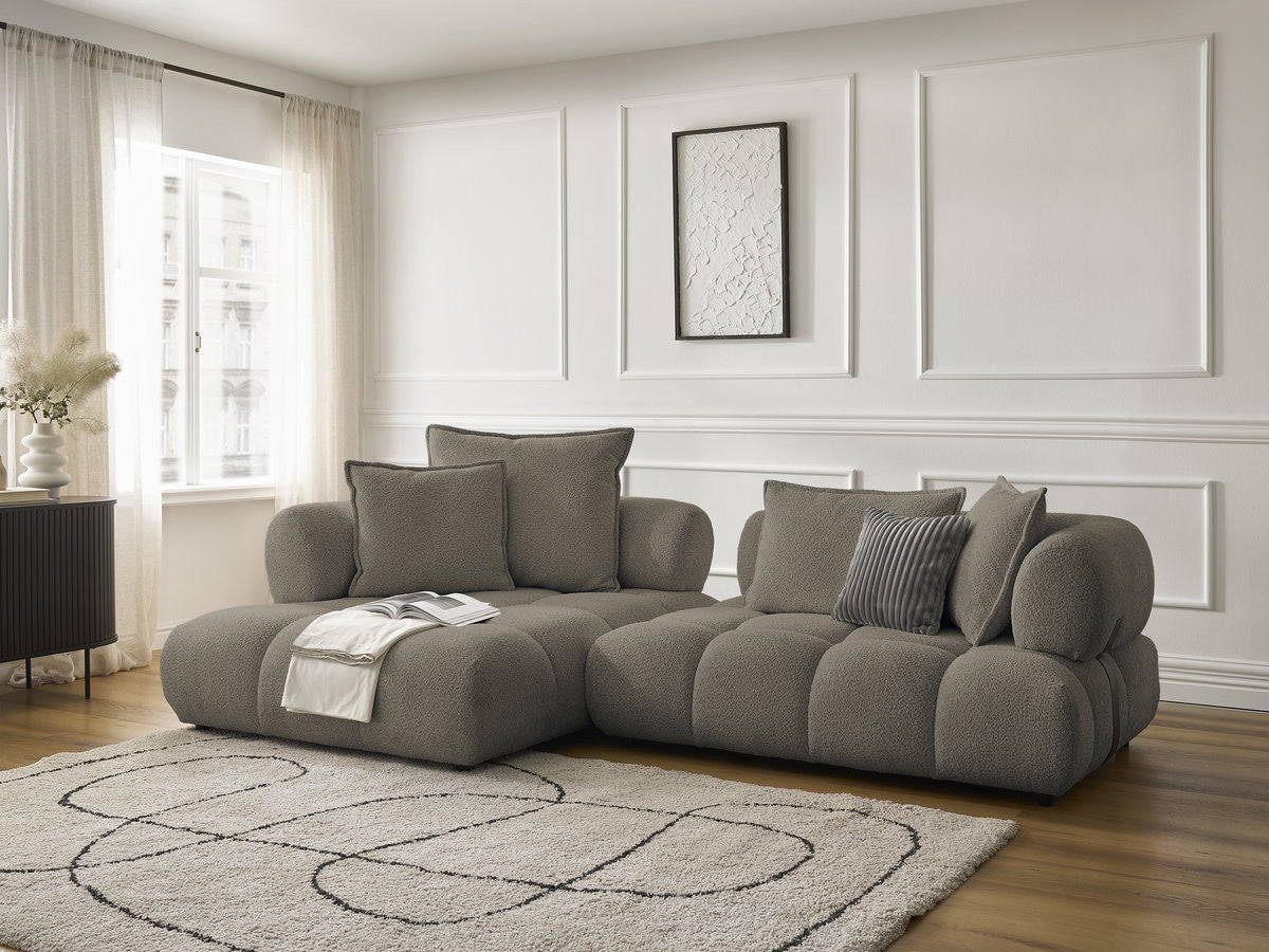 Canapé d'angle fixe ALYA tissu bouclette