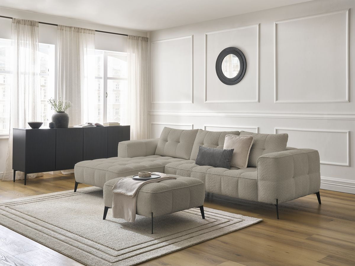 Vaste hoekbank ANIS badstof met poef