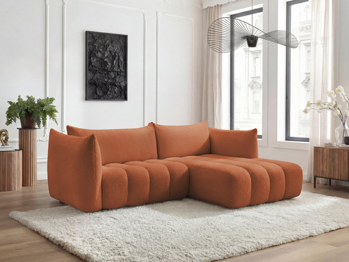 Canapé d'angle fixe AZRA tissu bouclette