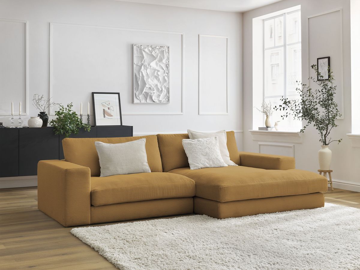 LEONARD compacte vaste hoekbank in corduroy