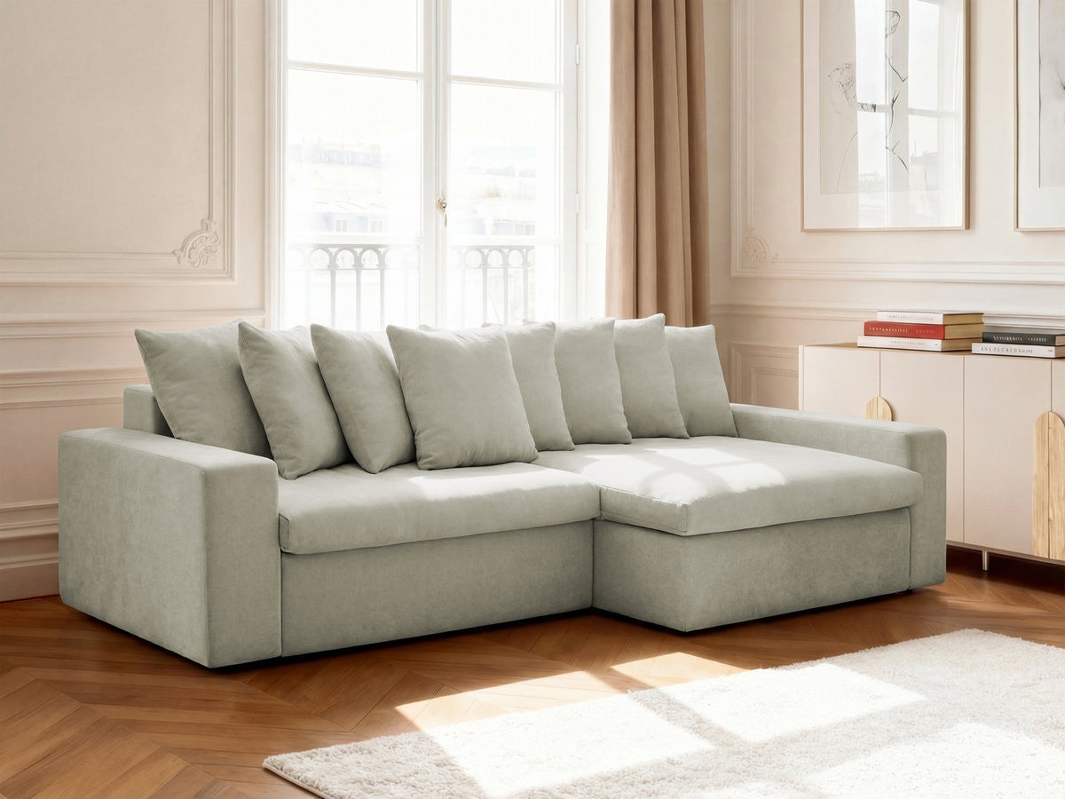 Canapé d'angle fixe ENORE tissu lisse
