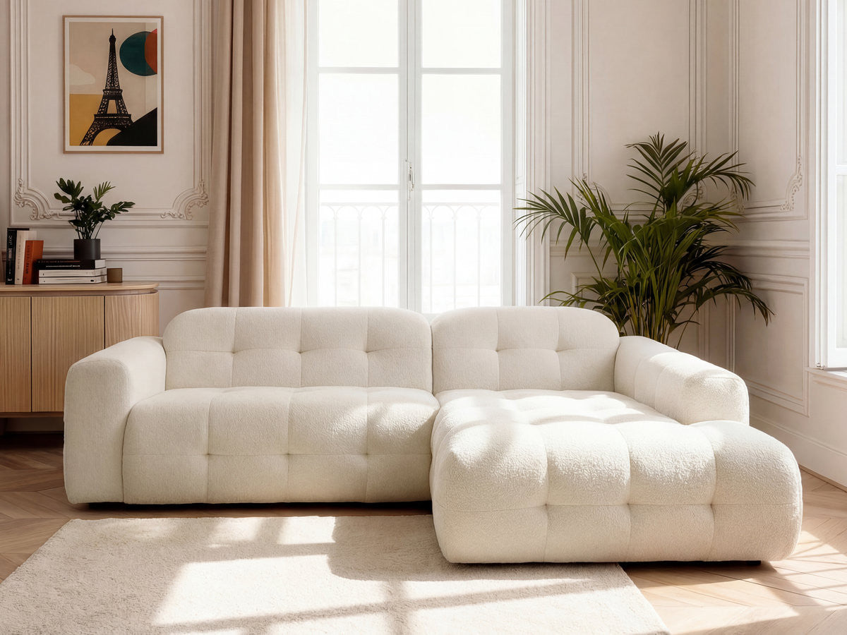 LAURA vaste hoekbank in gemęleerde stof