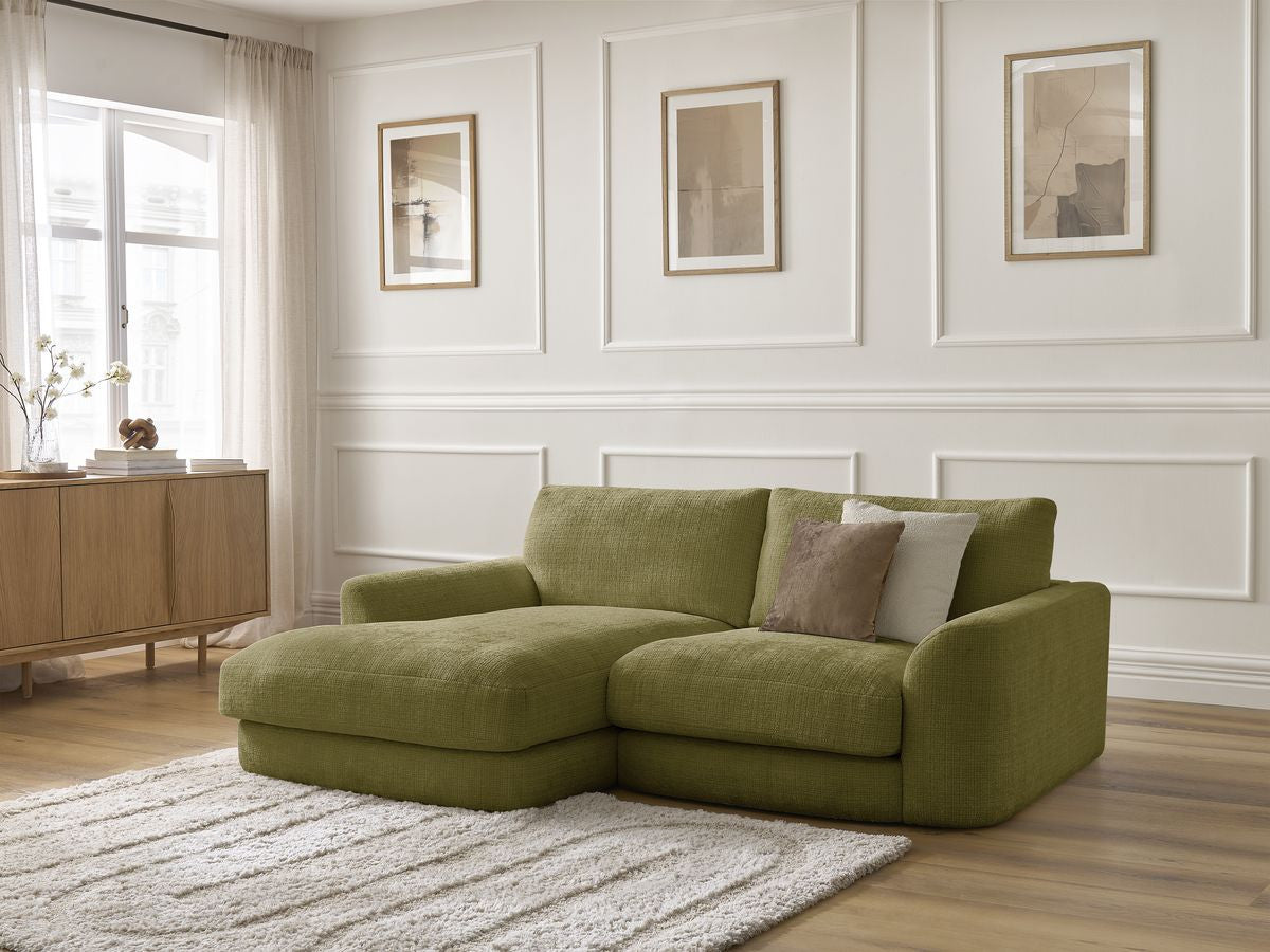 Canapé d'angle fixe LEONORE tissu texturé