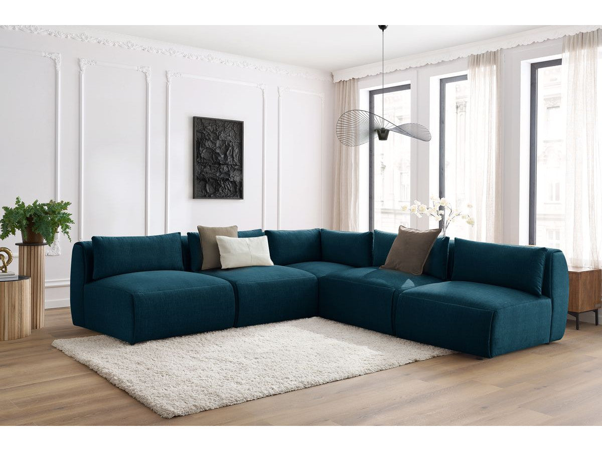 JEANNE modulaire vaste hoekbank in fluwelen stof met 4 fauteuils en 1 hoek