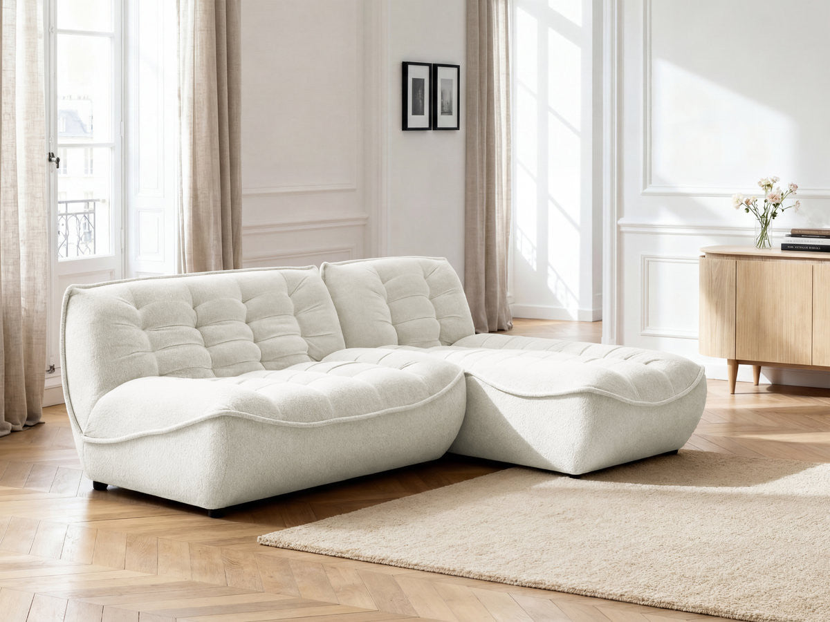 Canapé d'angle fixe modulable SERENA tissu chiné
