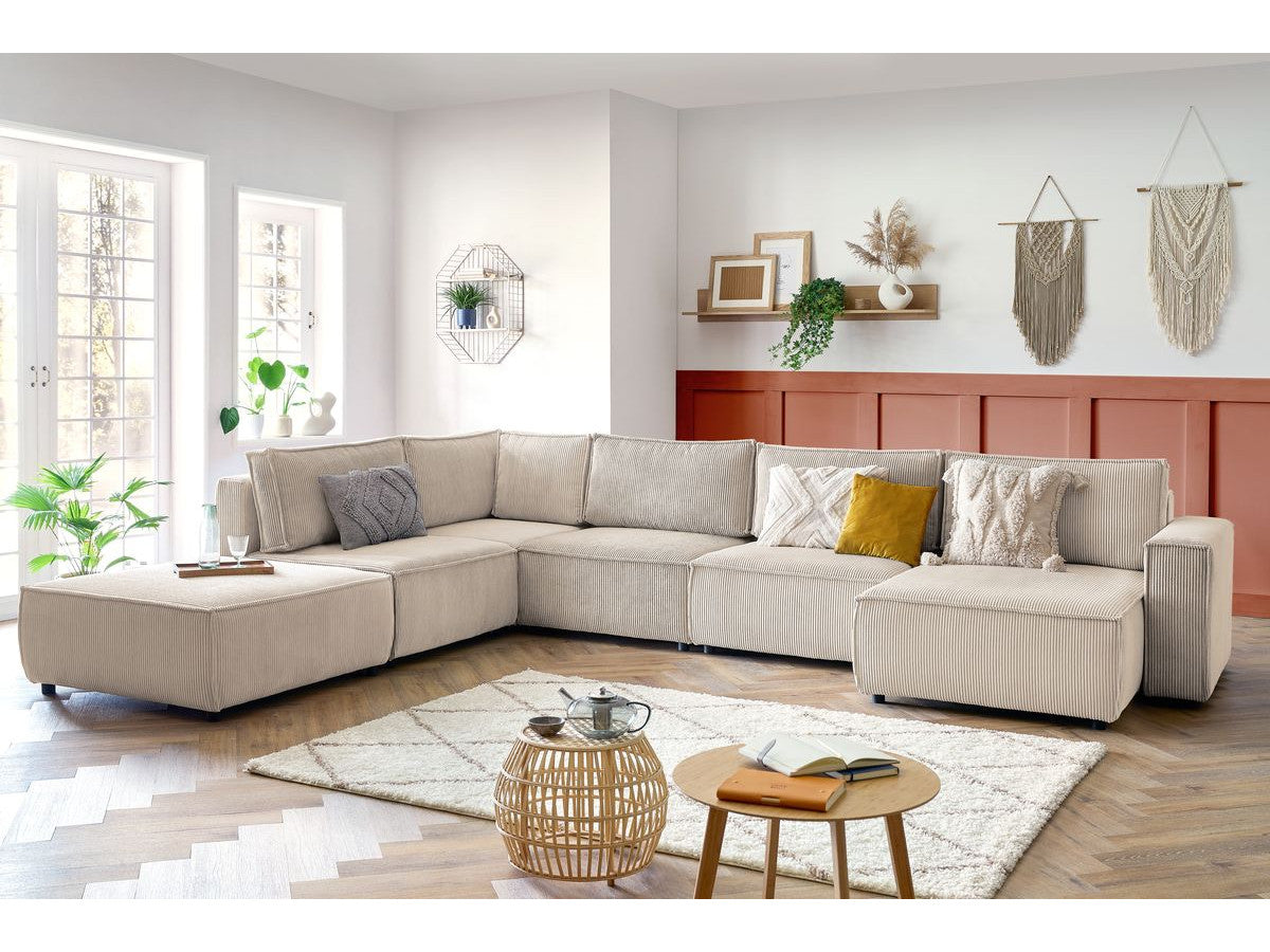 NIHAD XL modulaire vaste hoekbank in corduroy stof met voetenbank