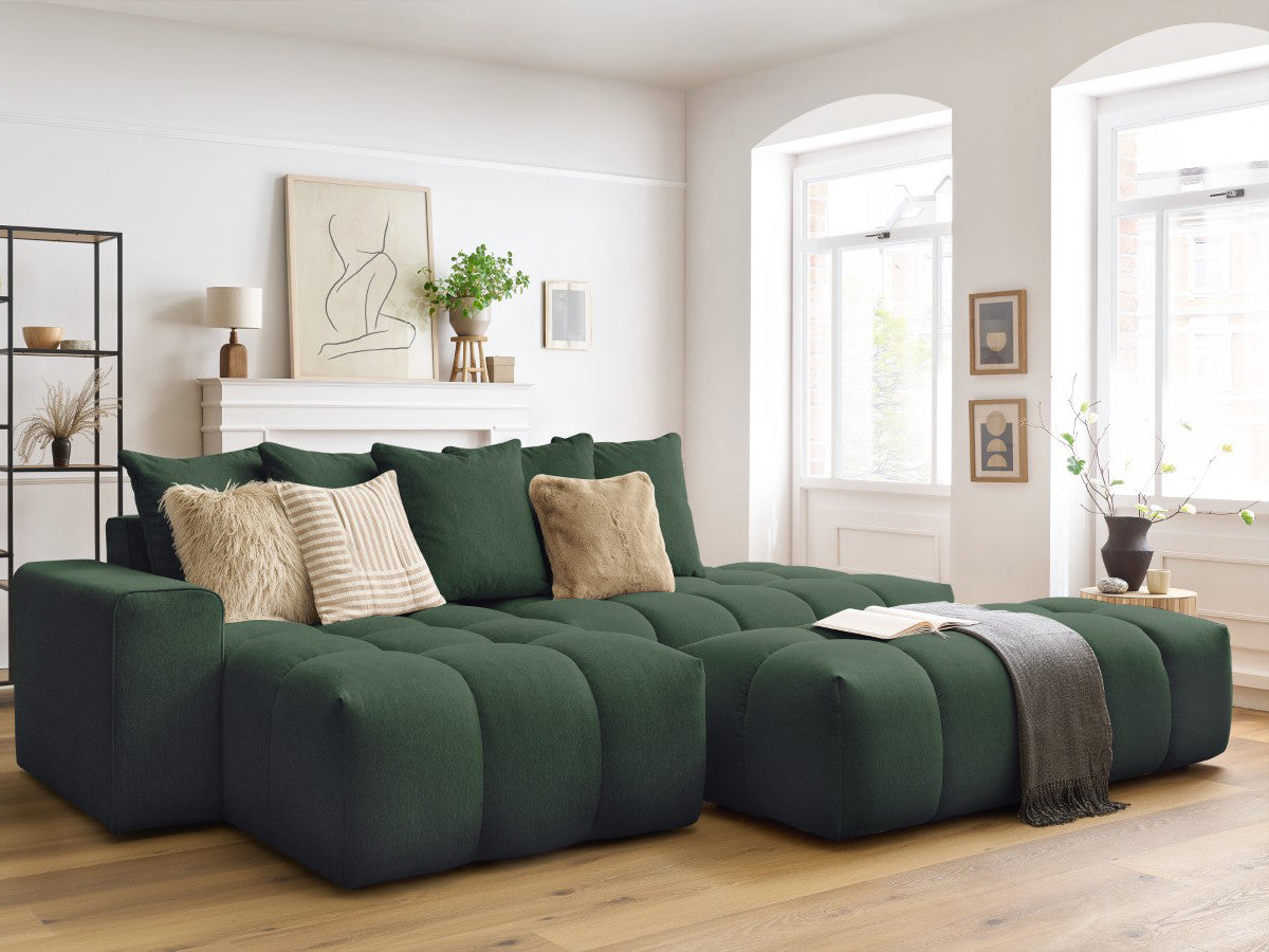 MONT-BLANC vaste hoekbank in stof met poef