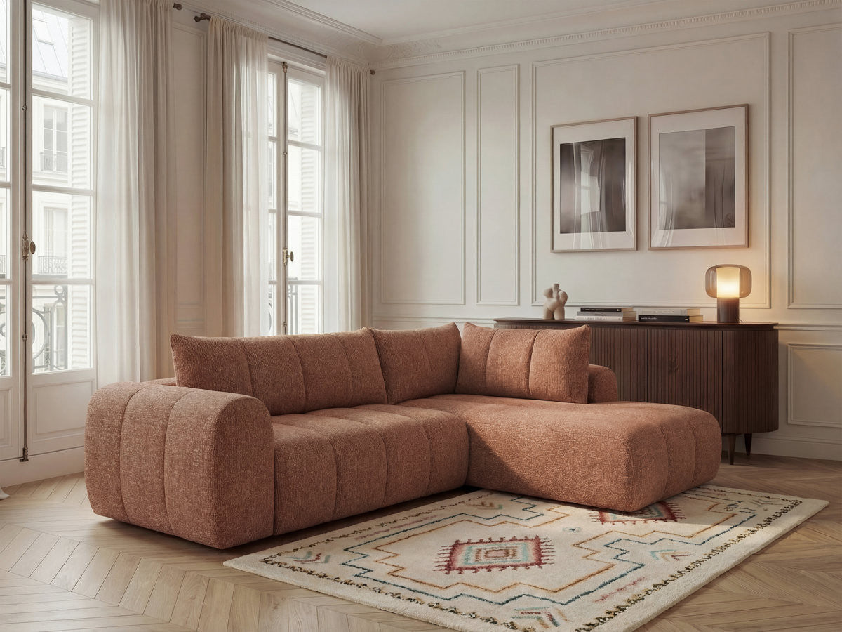 NESTY vaste L-vormige hoekbank in gemêleerde stof