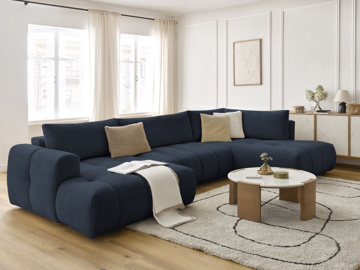 Canapé panoramique convertible FUJI tissu lisse