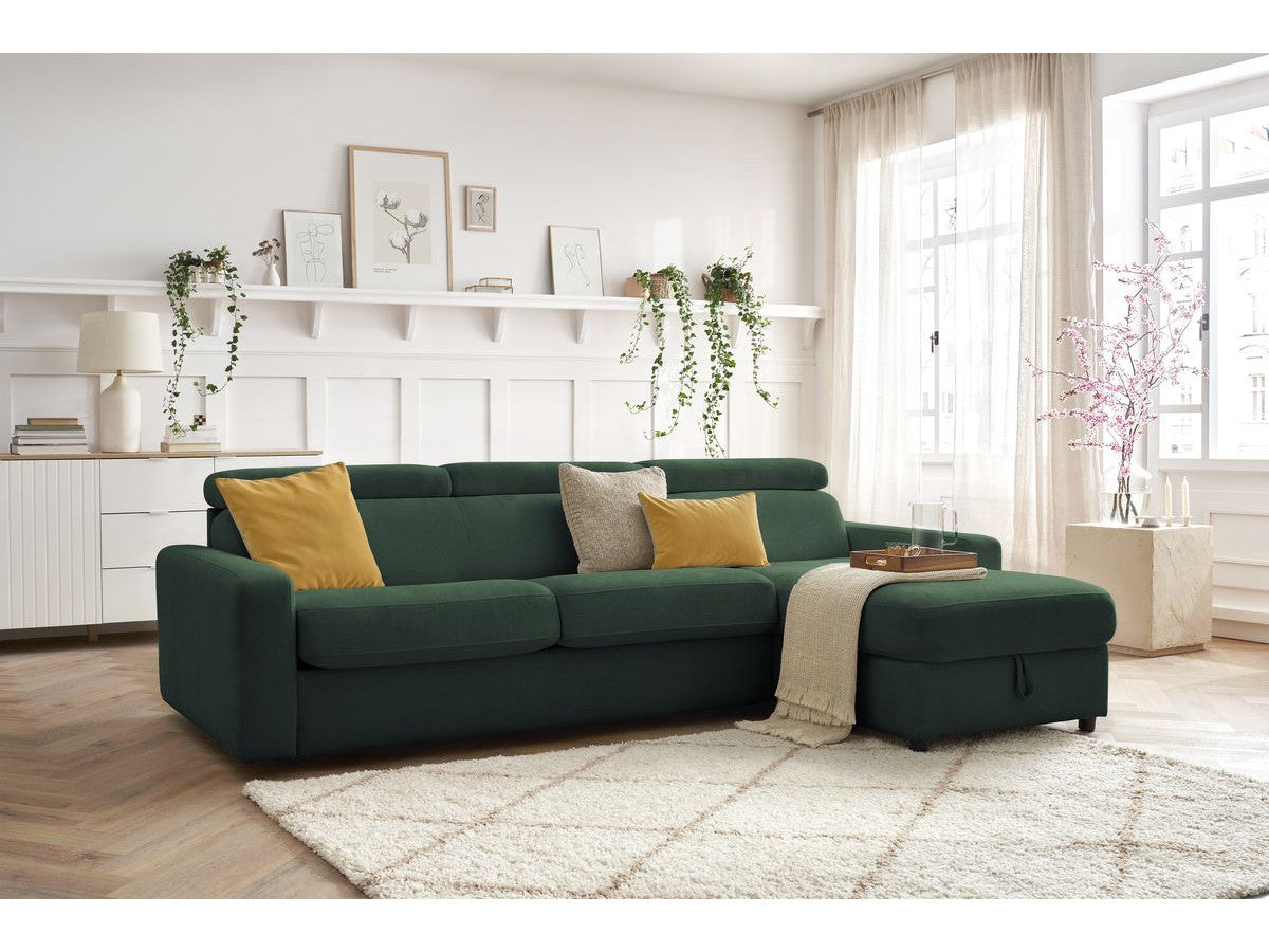 Canapé d'angle réversible convertible coffre MONACO tissu lisse