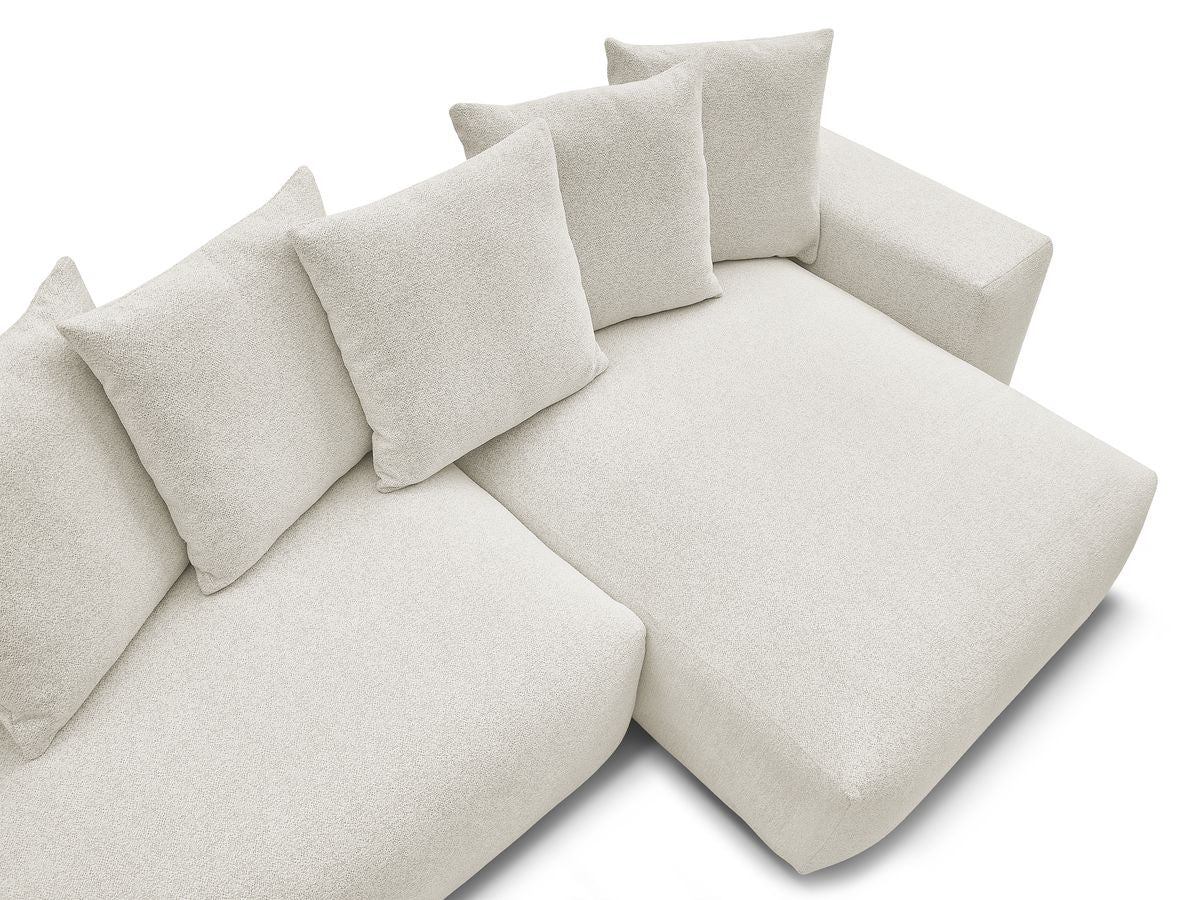 Canapé d'angle réversible convertible coffre VOLTAIRE tissu chiné avec pouf