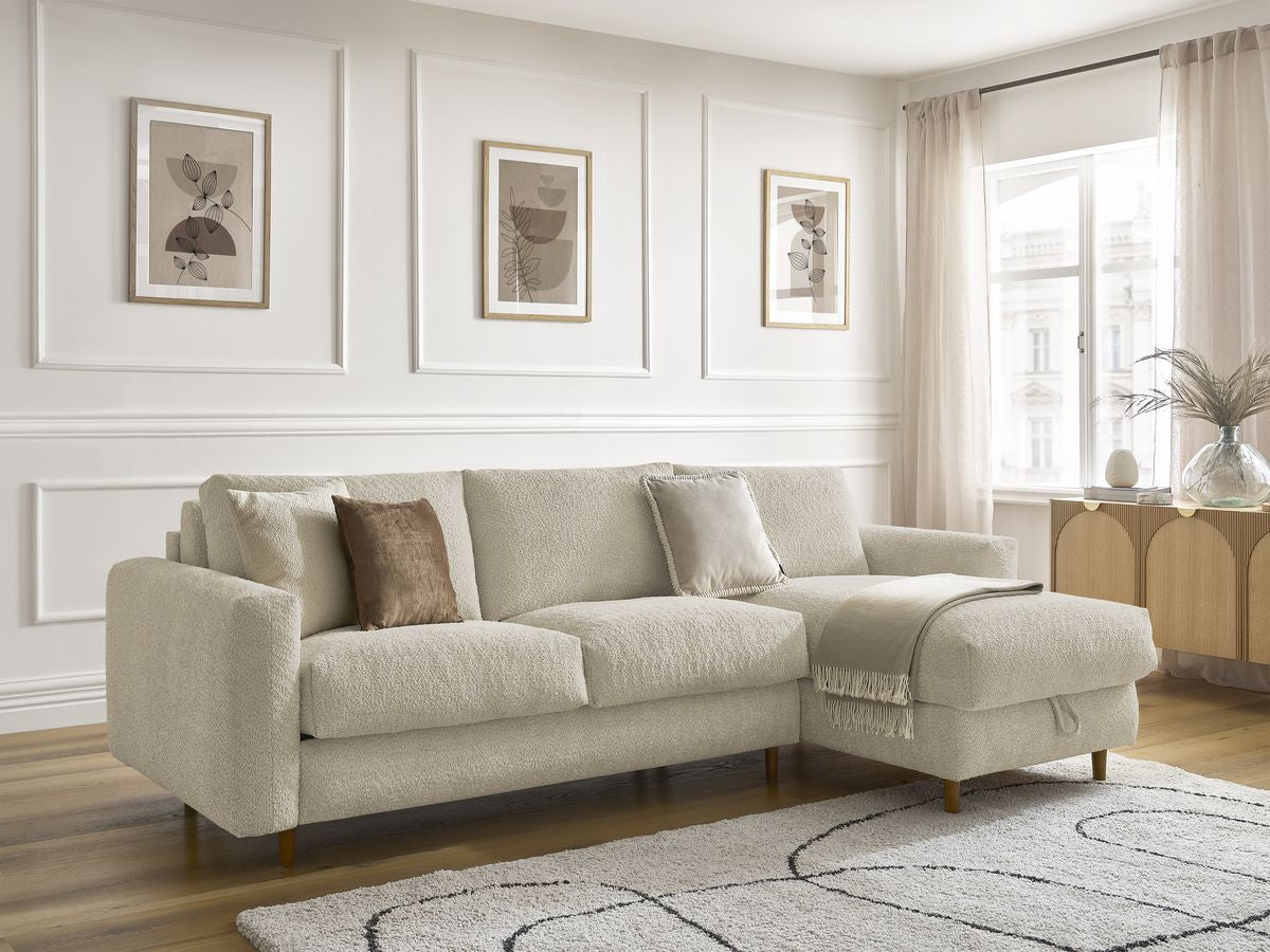 NIEUWE COCOONE omkeerbare hoekbank met snelle opening in badstof