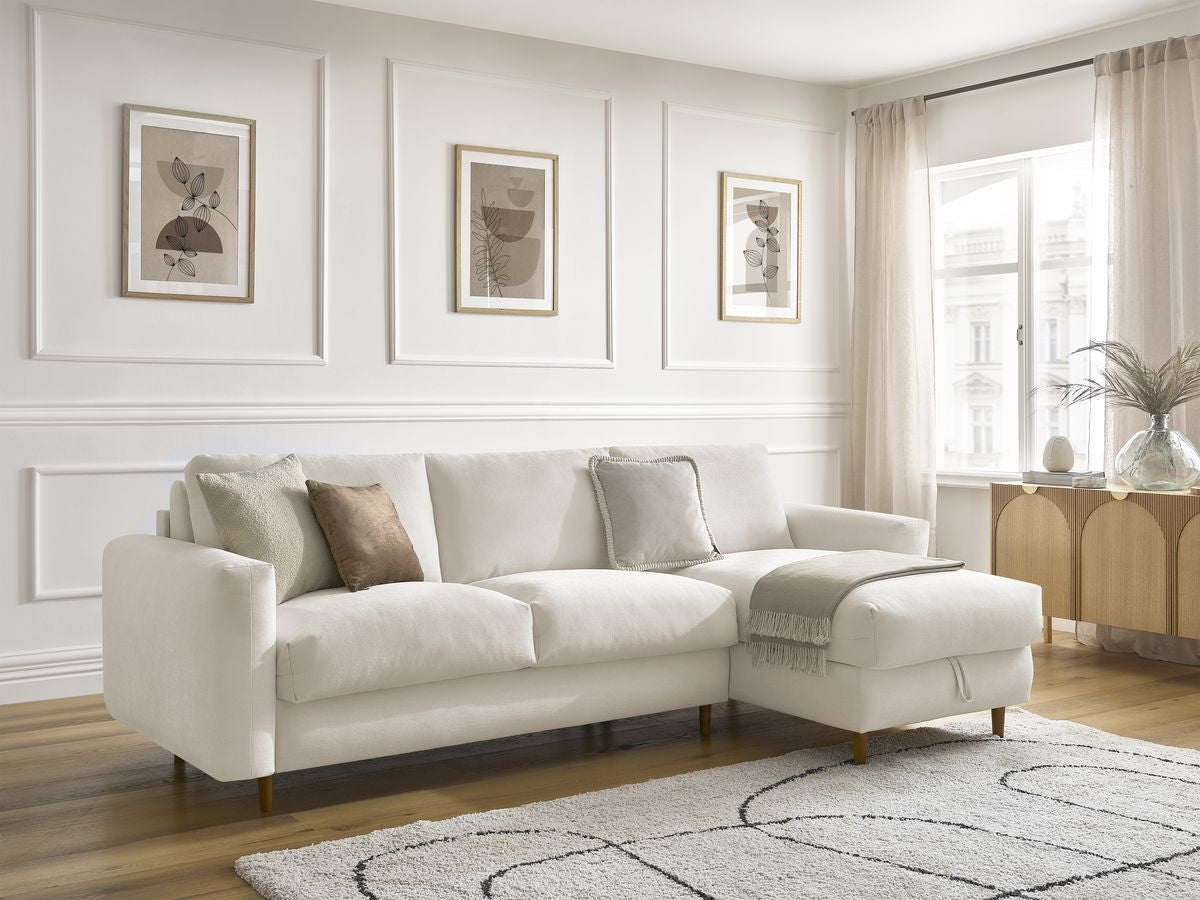 Canapé d'angle réversible convertible NOUVEAU COCOONE ouverture express tissu lisse