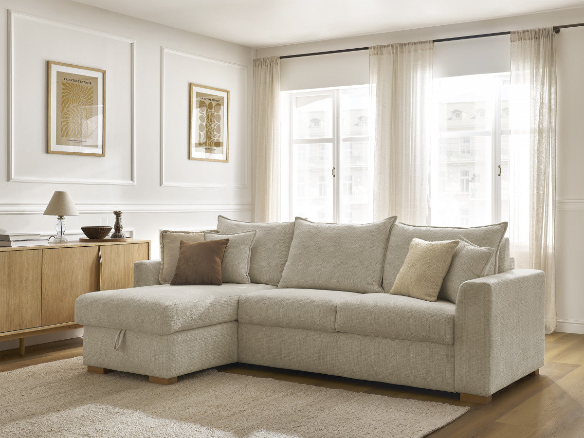 Canapé d'angle réversible convertible ouverture express AUGUSTIN tissu texturé