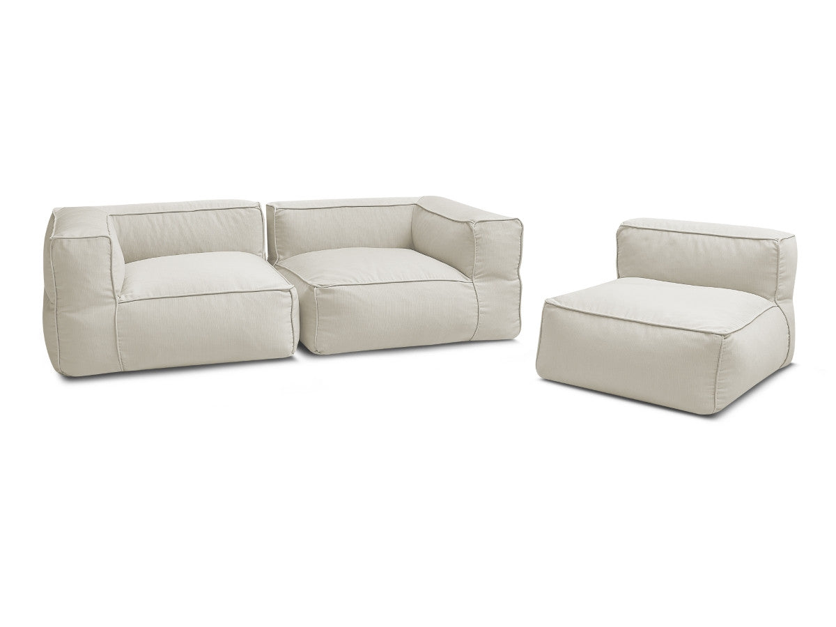 Canapé de jardin modulable GIULIA avec bâche de protection, 2 angles et 1 chauffeuse 1 place