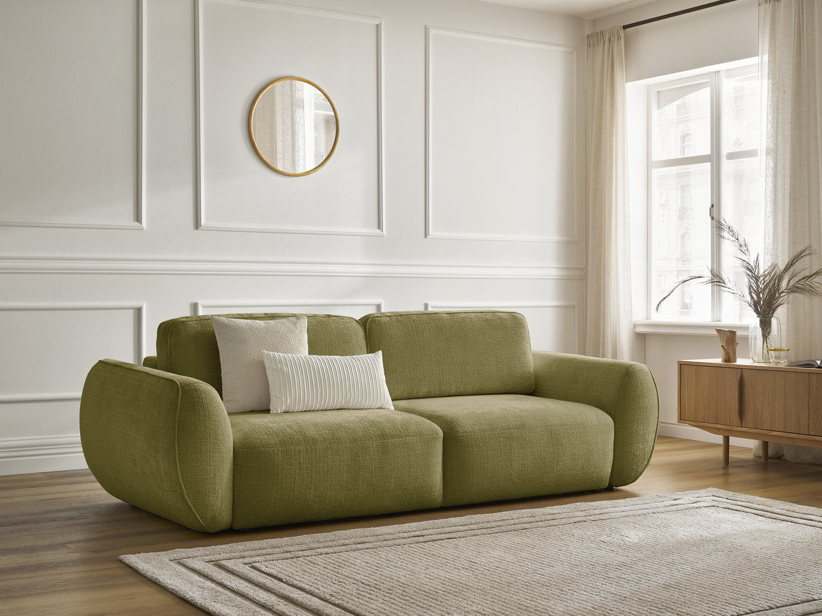 DENISE 3-zits rechte slaapbank in structuurstof