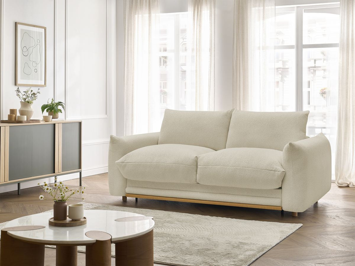 Canapé droit convertible 3 places ERNEST tissu bouclette