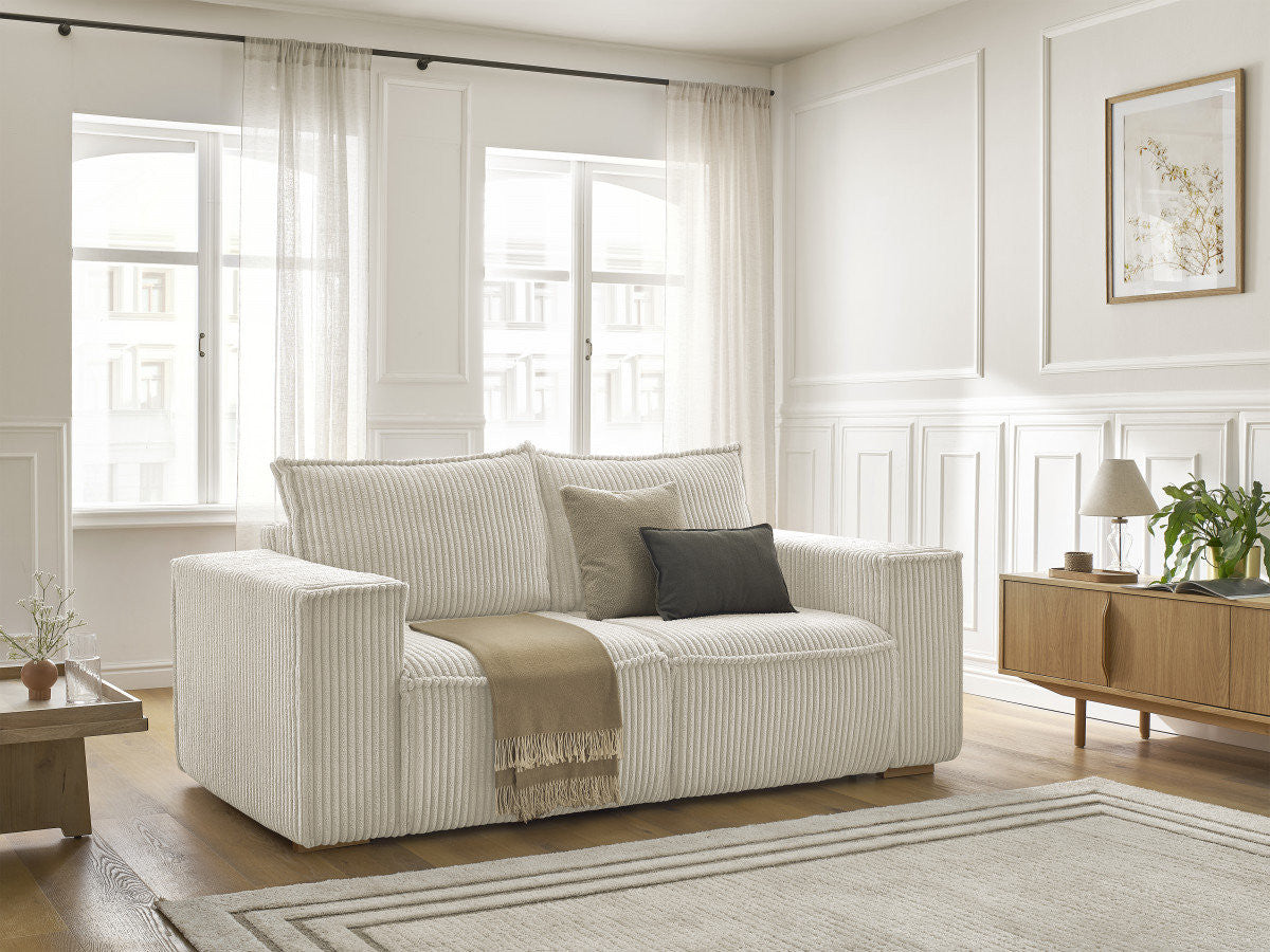 Canapé droit convertible CHELSEA ouverture express gros côtelé doux