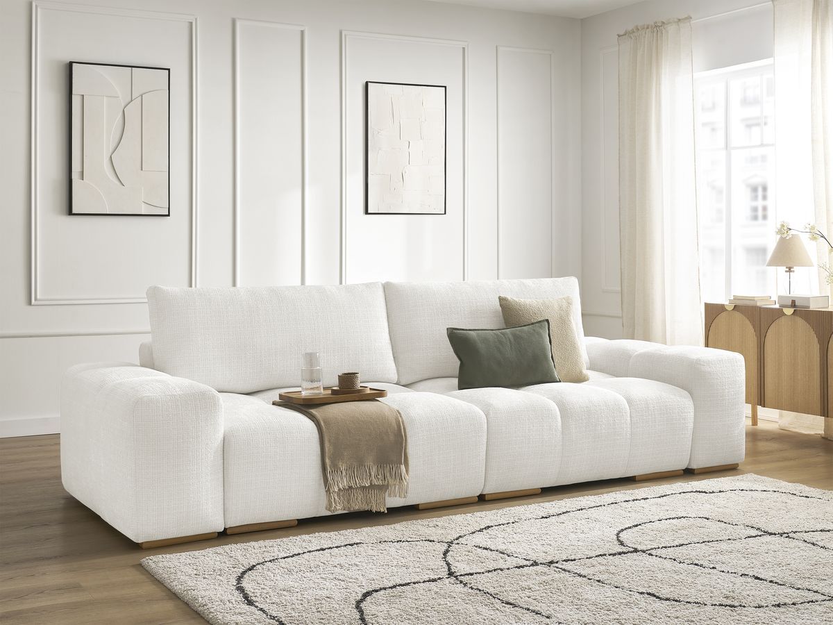 Canapé droit convertible coffre ANAKIN tissu texturé