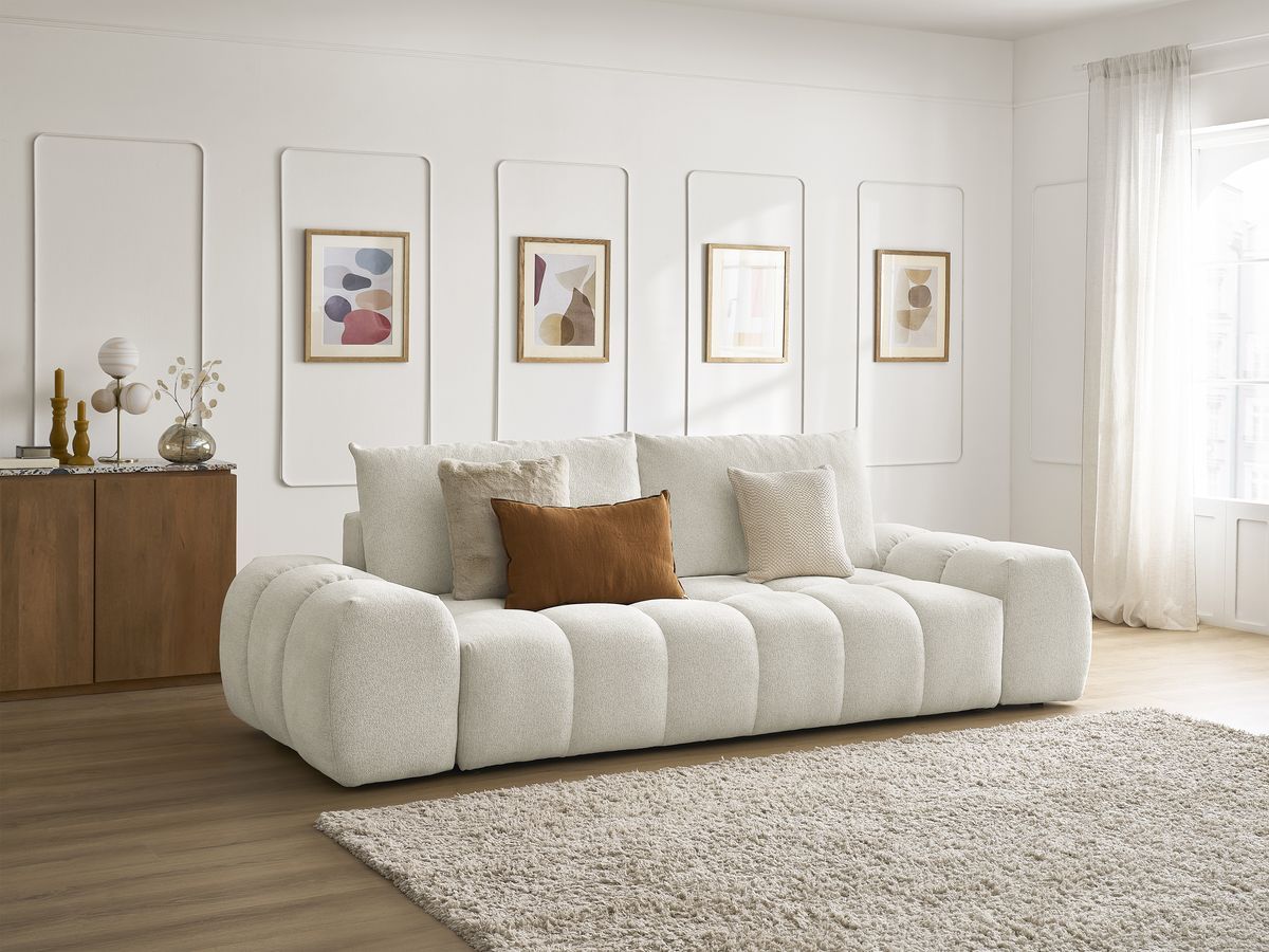 Canapé droit convertible coffre EVEREST tissu chiné