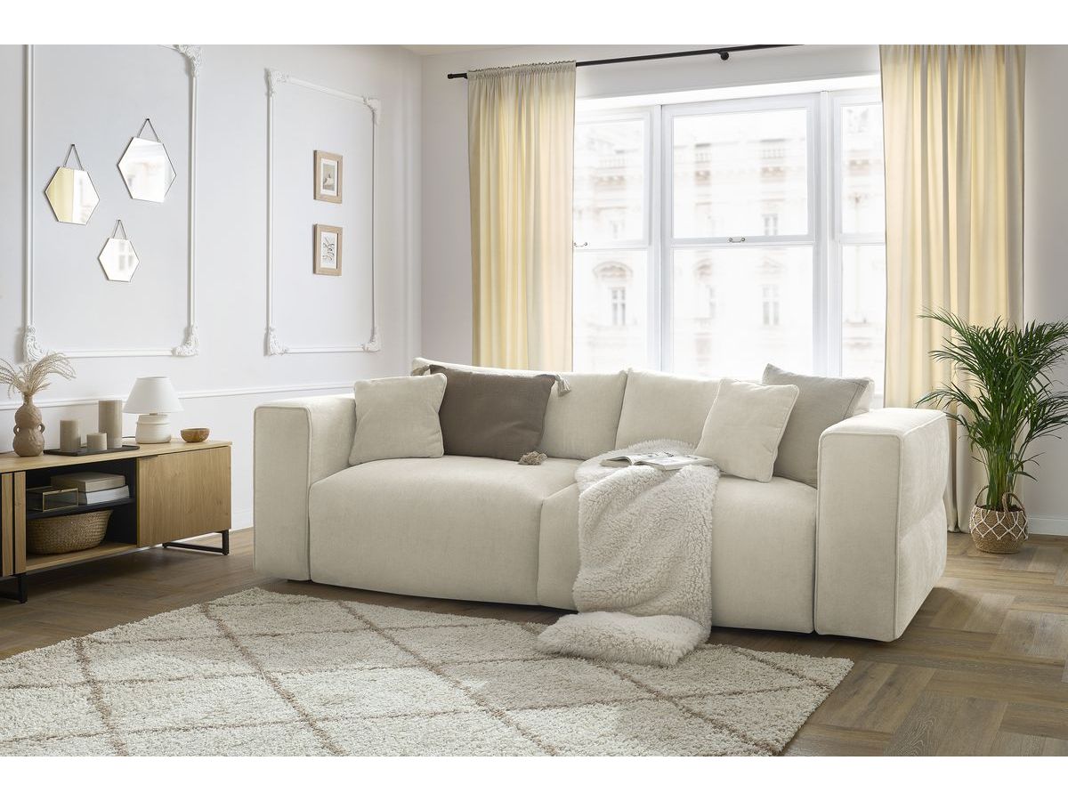 EZECHIEL rechte slaapbank met opbergvak, gladde stof