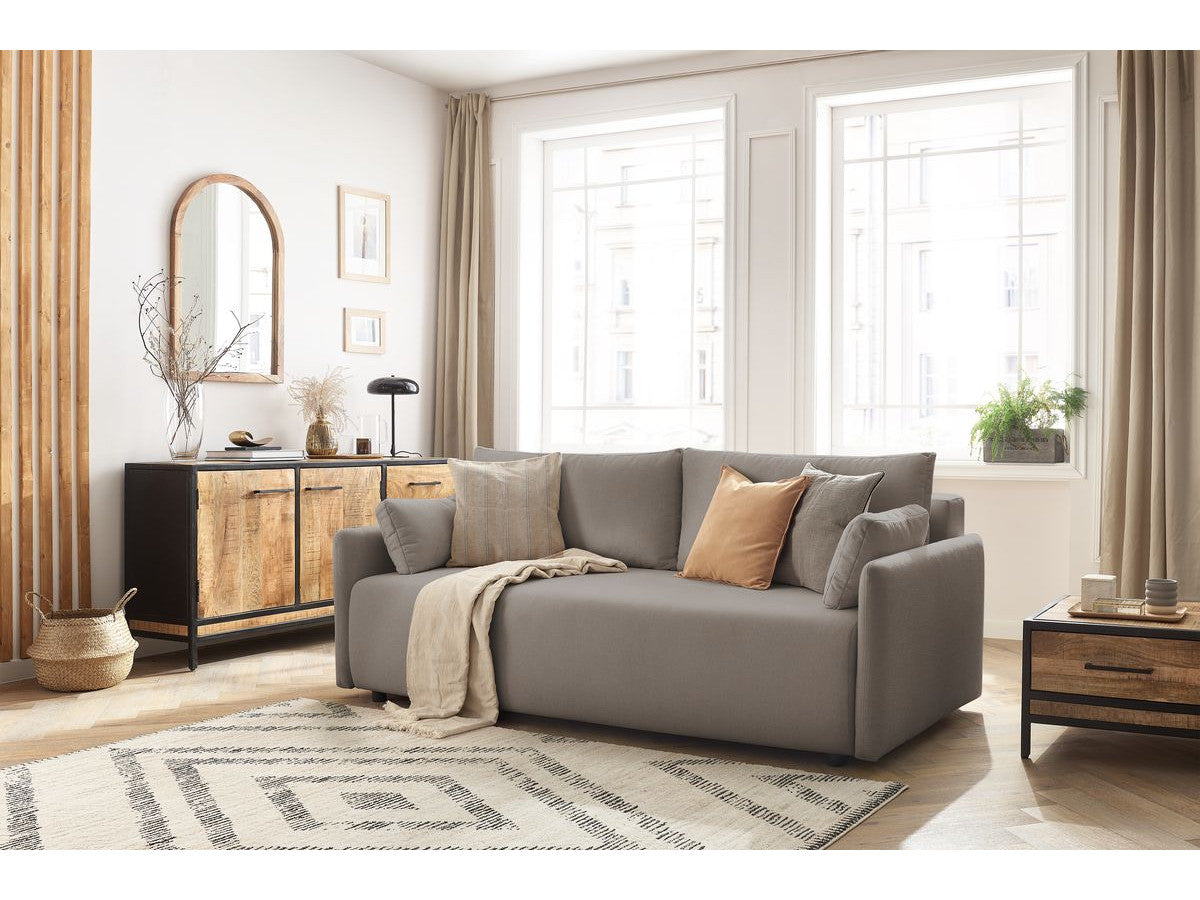 MARCEL rechte slaapbank met opbergvak, gladde stof