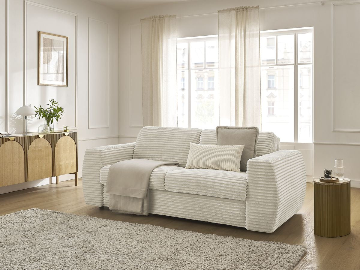 Canapé droit convertible HUGO ouverture express gros côtelé