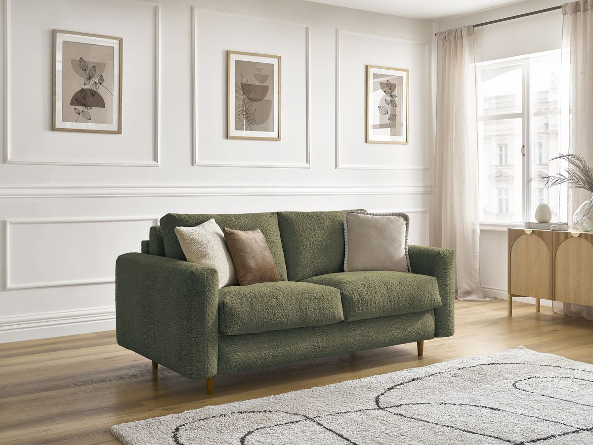 Canapé droit convertible NOUVEAU COCOONE ouverture express tissu bouclette