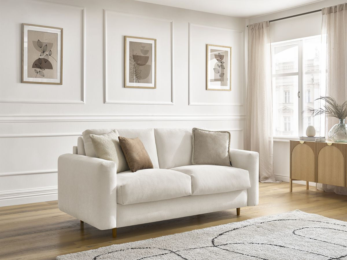 Canapé droit convertible NOUVEAU COCOONE ouverture express tissu lisse