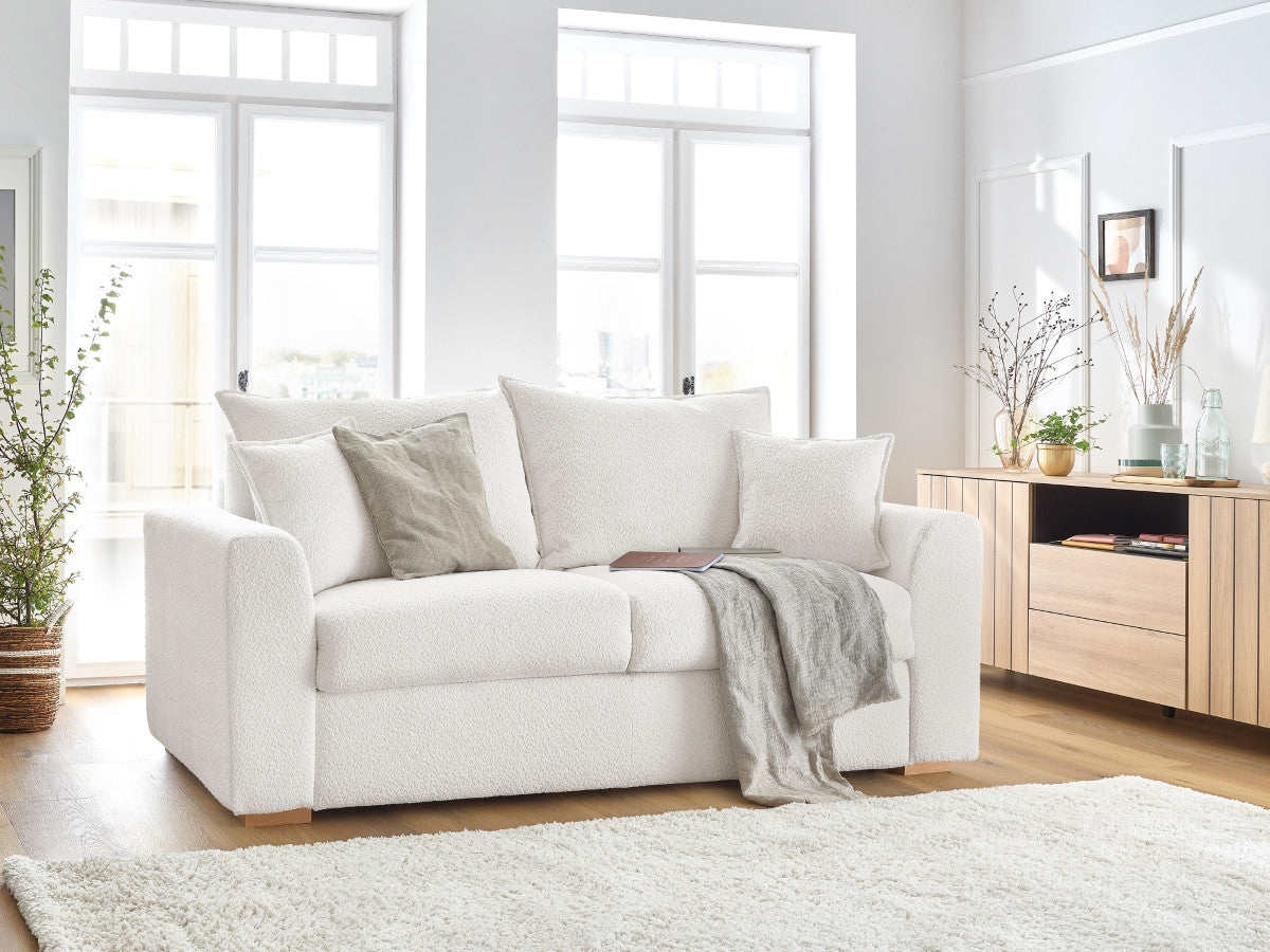 Canapé droit convertible ouverture express AUGUSTIN tissu bouclette