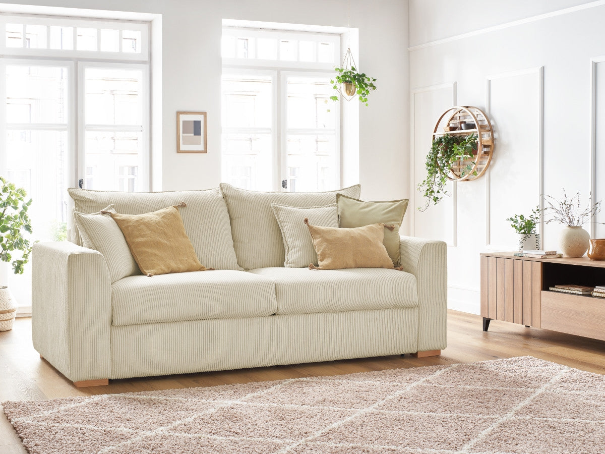 Canapé droit convertible ouverture express AUGUSTIN velours côtelé