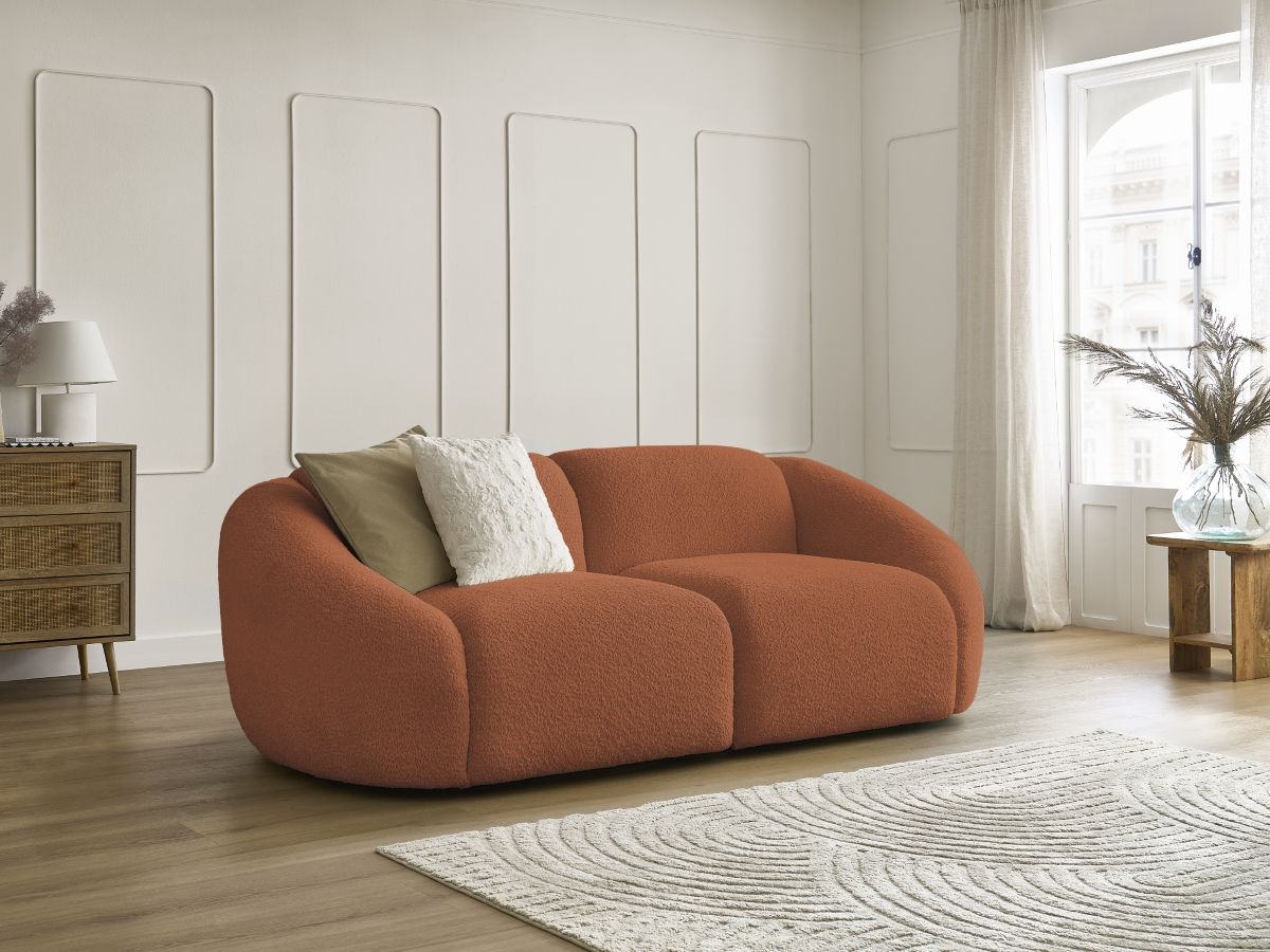 TINA vaste 2-zits rechte bank in badstof