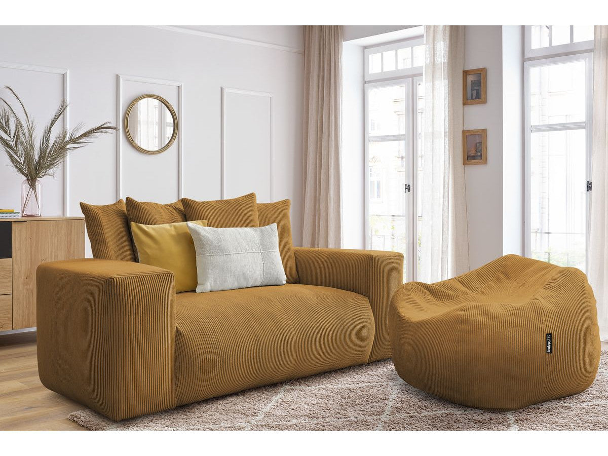 Canapé droit fixe 2 places VOLTAIRE avec pouf