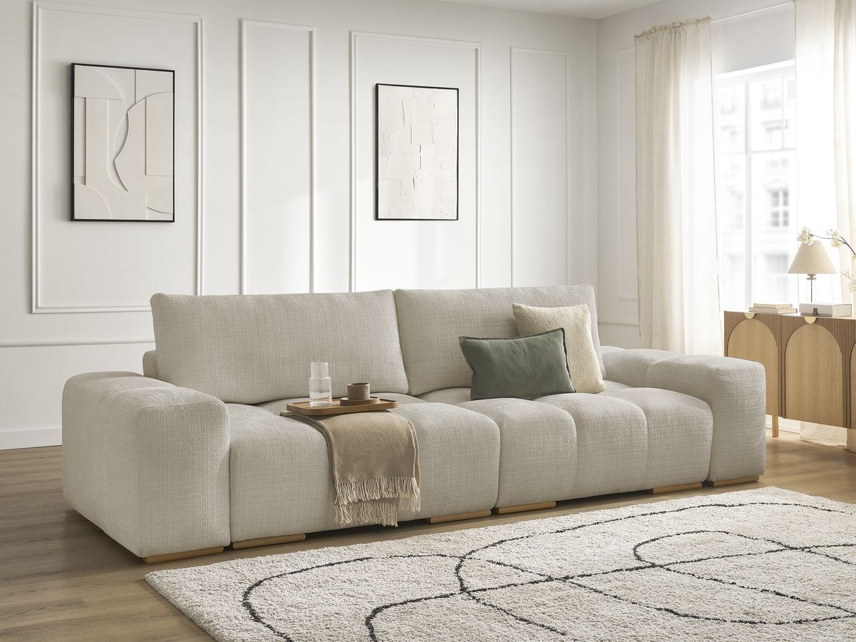 Canapé droit fixe 3 places ANAKIN tissu texturé