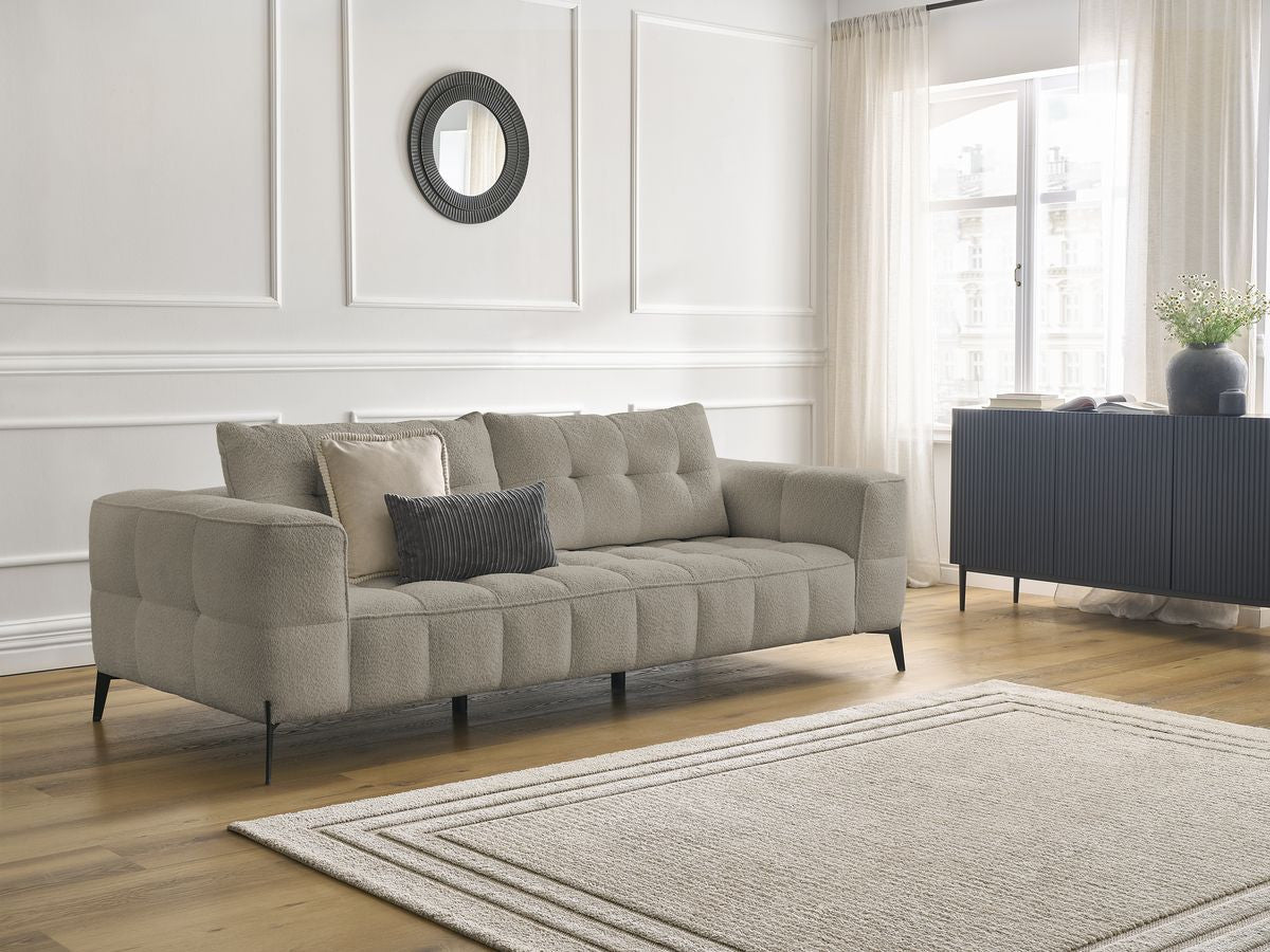 ANIS vaste 3-zits rechte bank in badstof