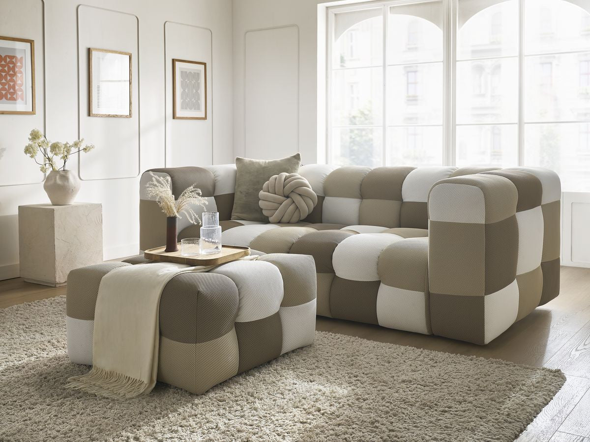 Canapé droit fixe 3 places CLOUD Édition limitée tissu mesh avec pouf